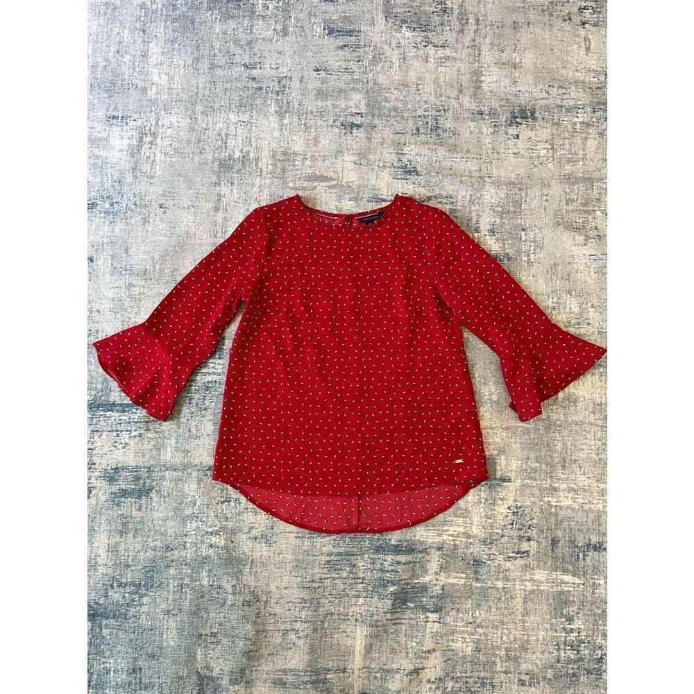 Tommy Hilfiger Red 3/4 Bell Sleeve Blouse XS